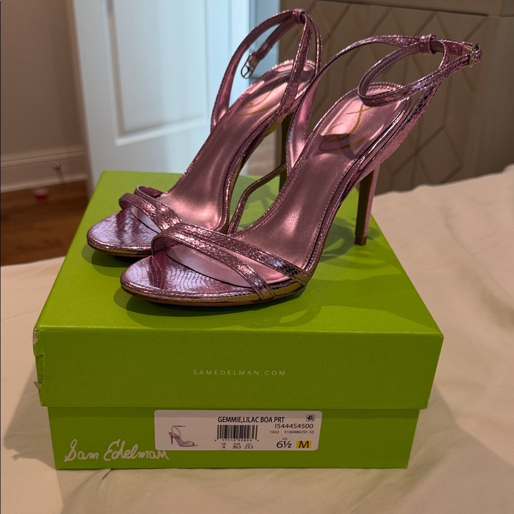Sam Edelman Gemmie Metallic Lilac Boa Heels size 6.5